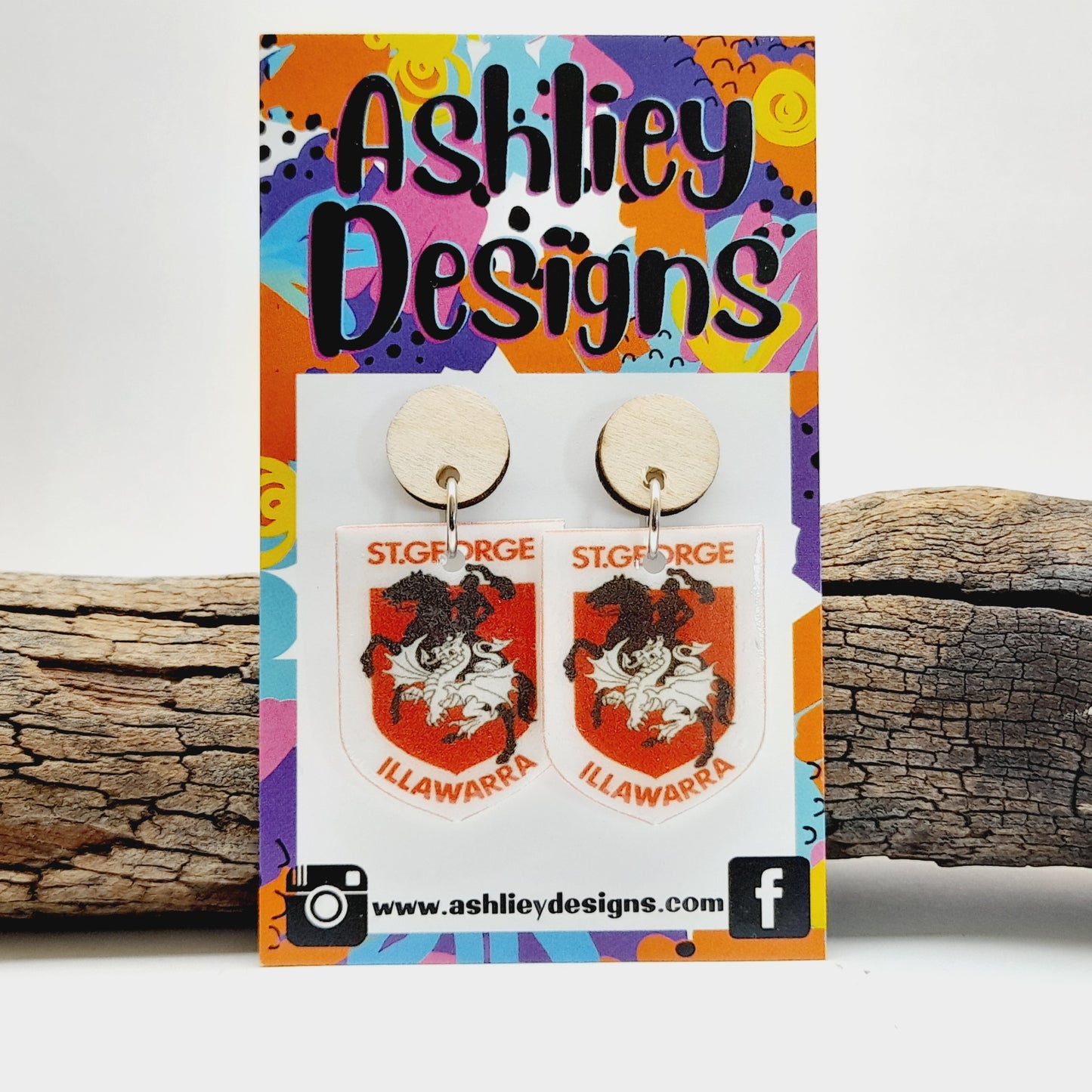 NRL Football St George Dangle Earrings