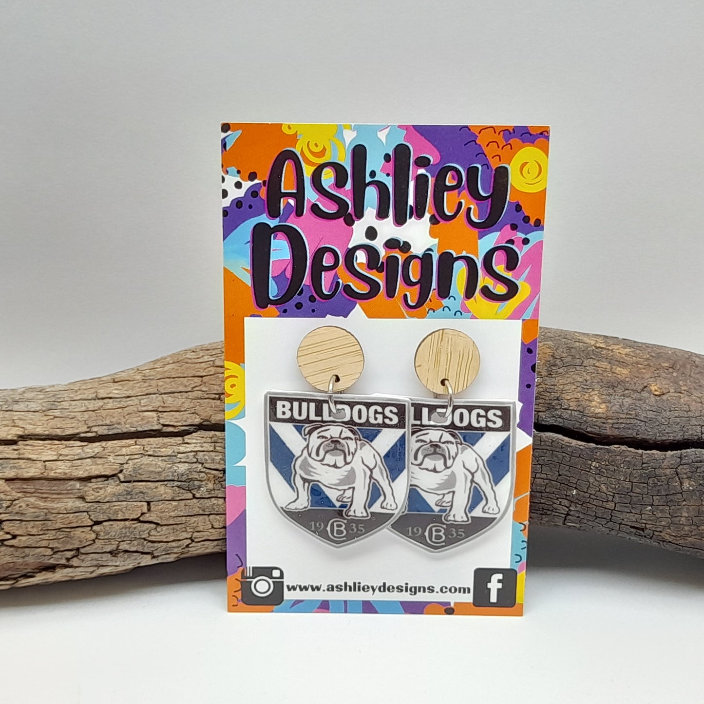NRL Football Bulldogs Dangle Earrings