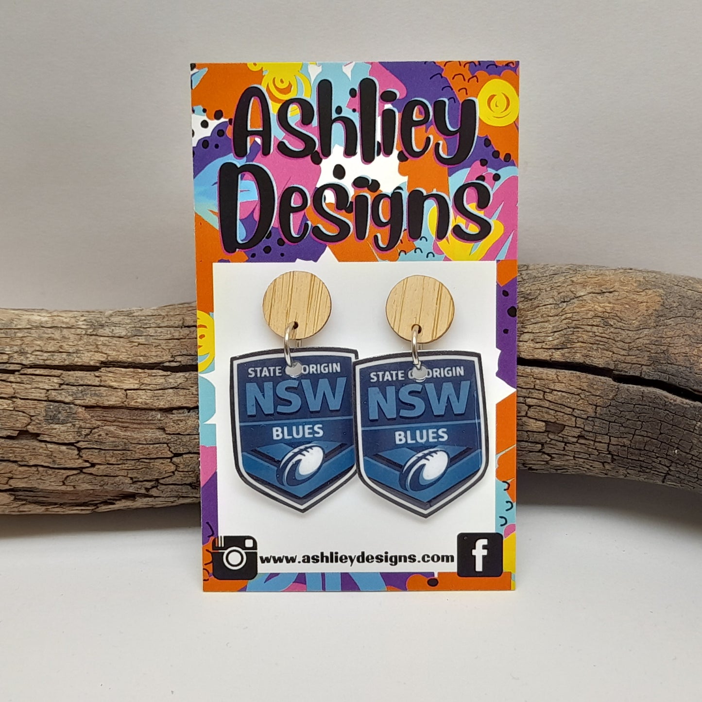 NRL NSW Dangle Earrings