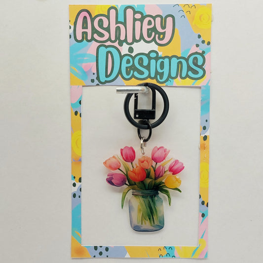 Jar Of Tulips Keyring/Bag Tag