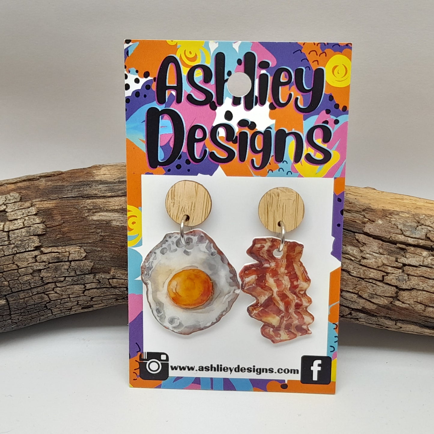 Bacon & Egg Dangle Earrings