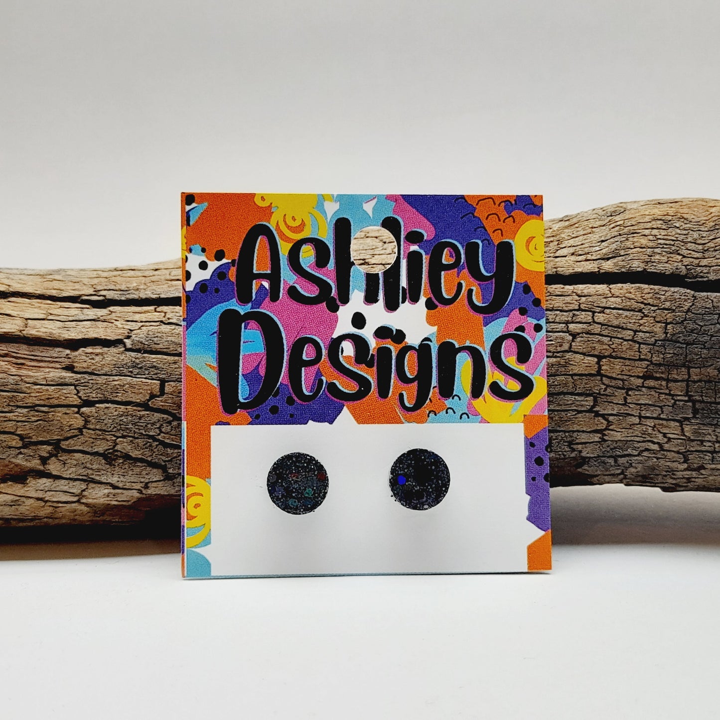 Small Black Glitter Studs