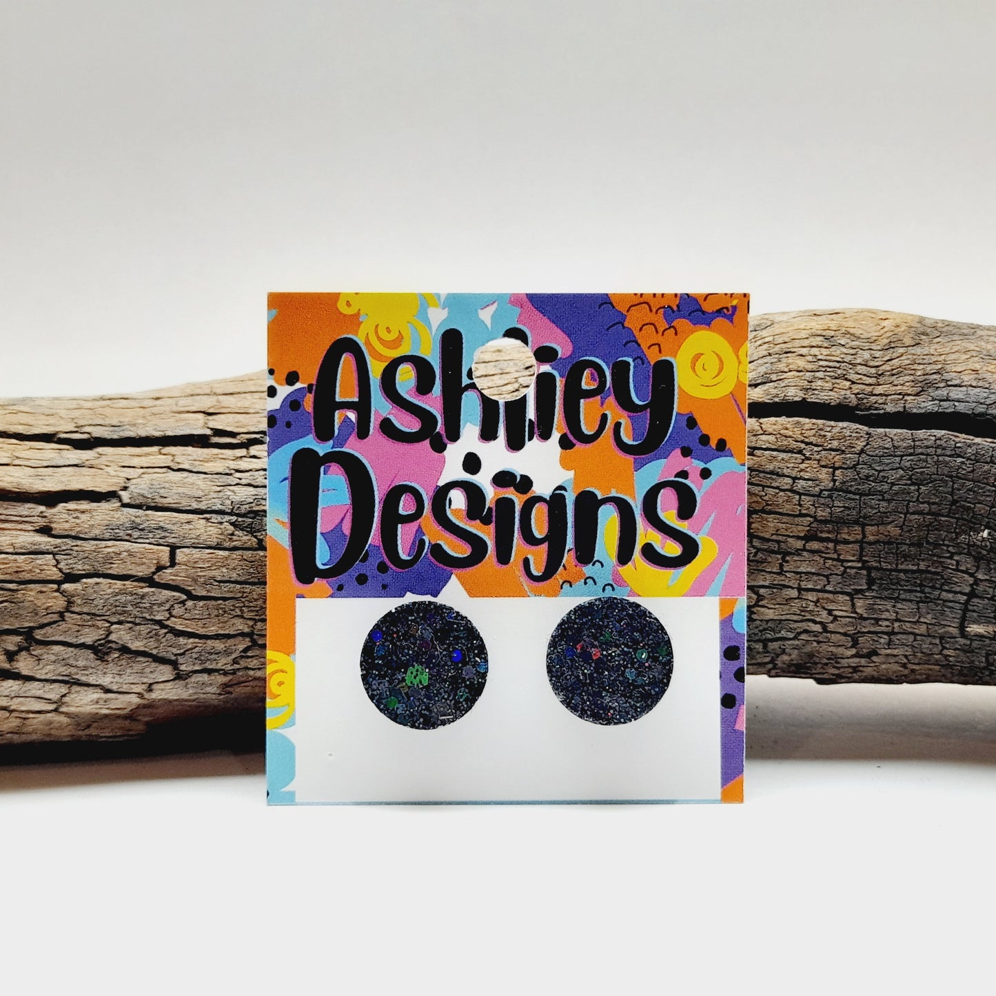 Large Black Glitter Studs
