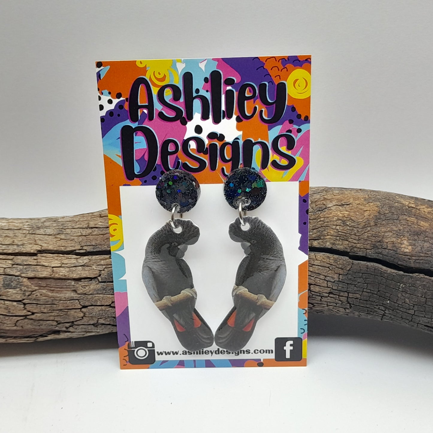 Black Cockatoo Dangle Earrings