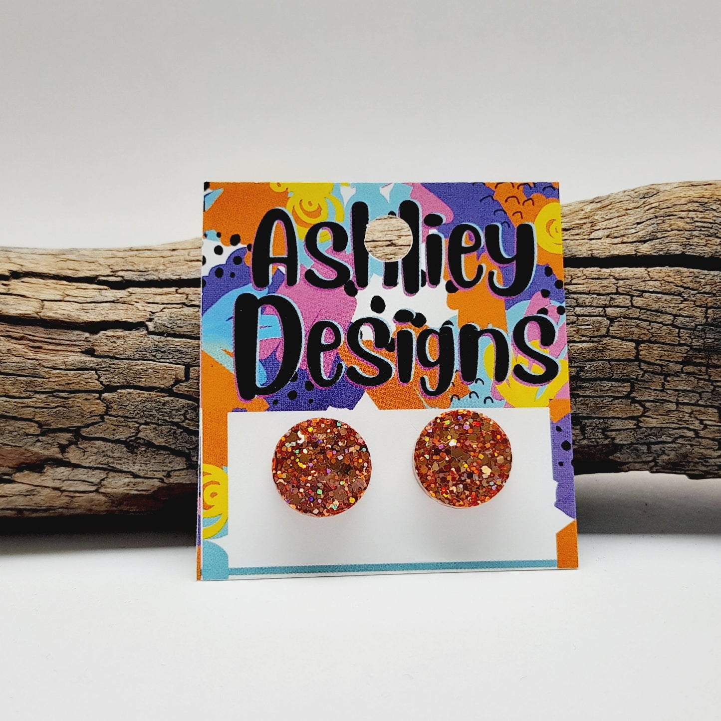 Large Copper Glitter Studs