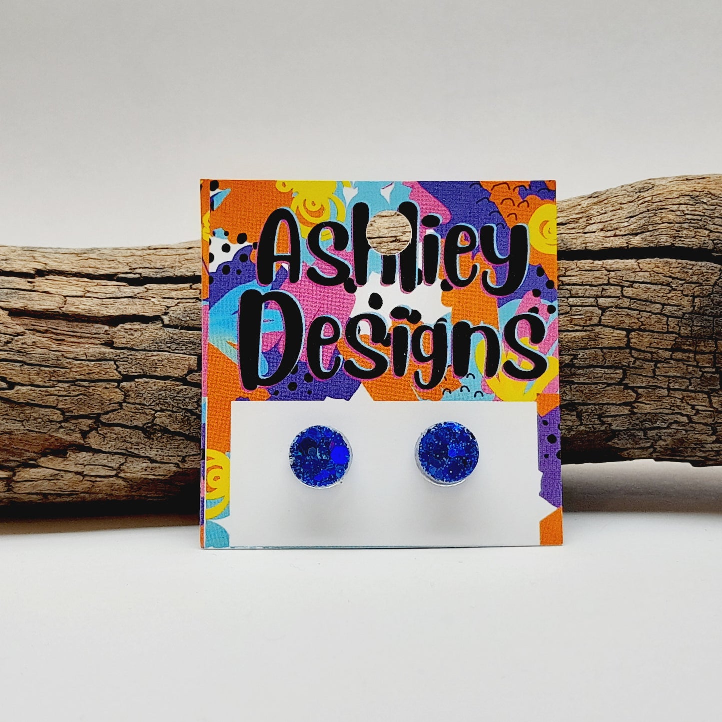Small Dark Blue Glitter Studs