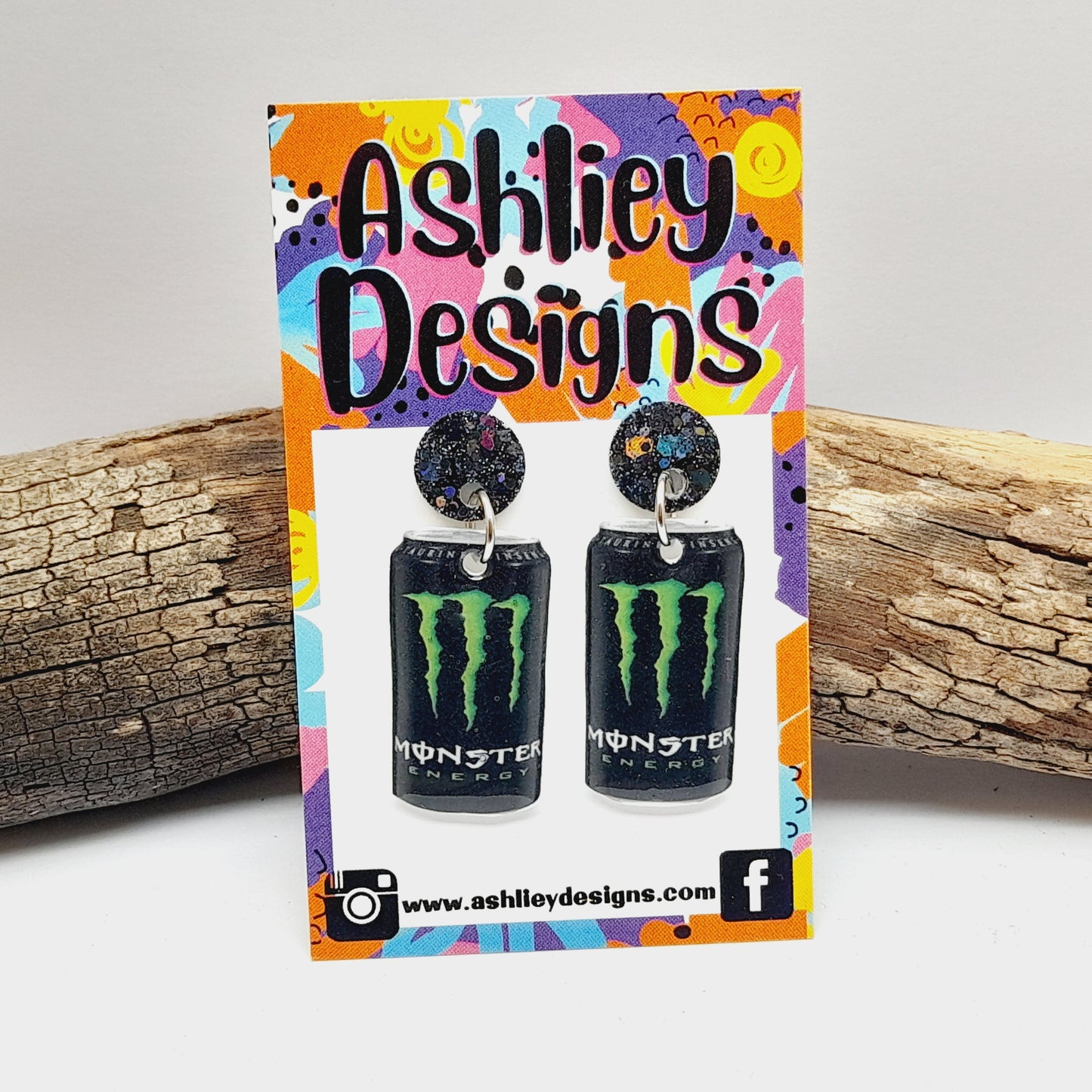 Monster Energy Drink Dangle Earrings