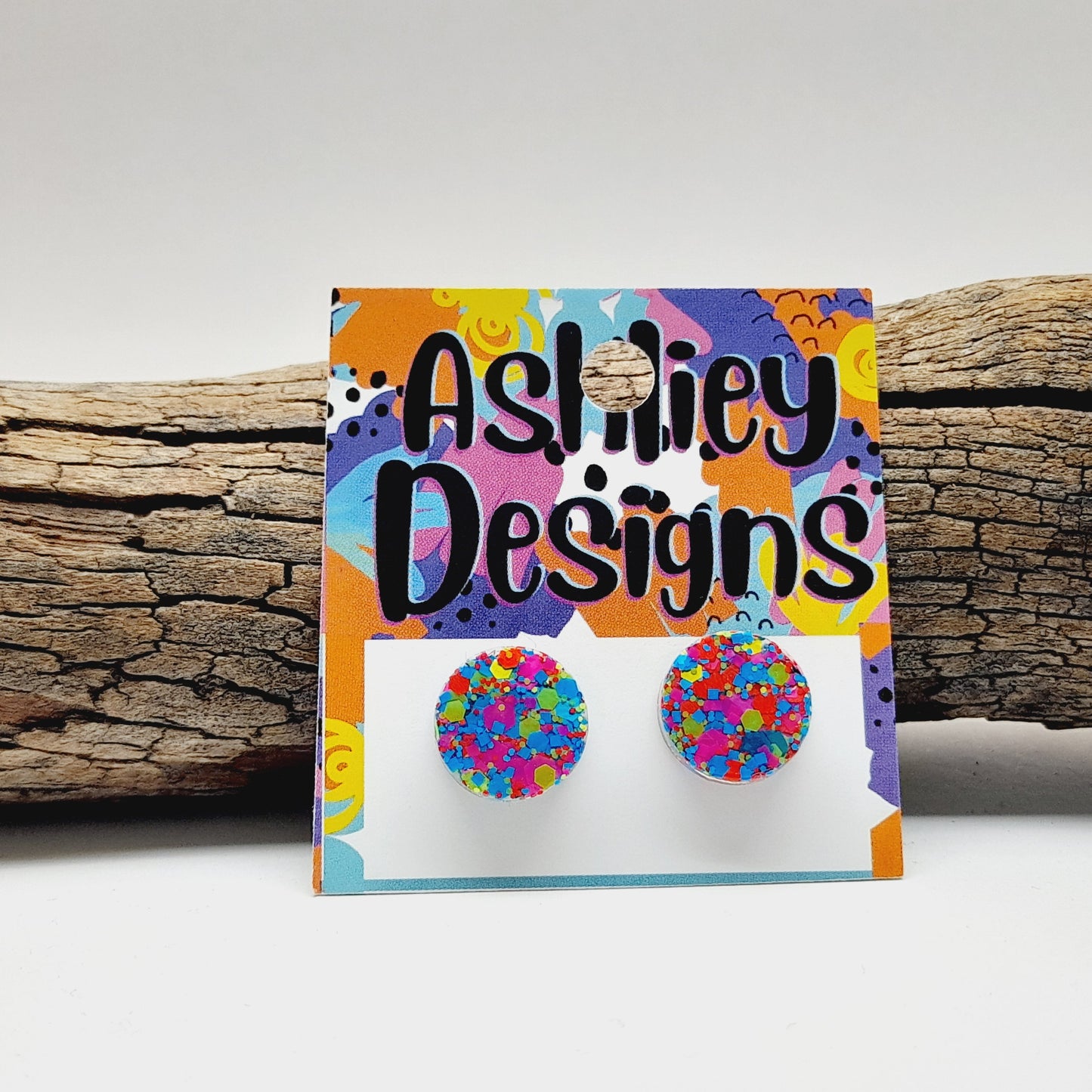 Large Neon Glitter Studs