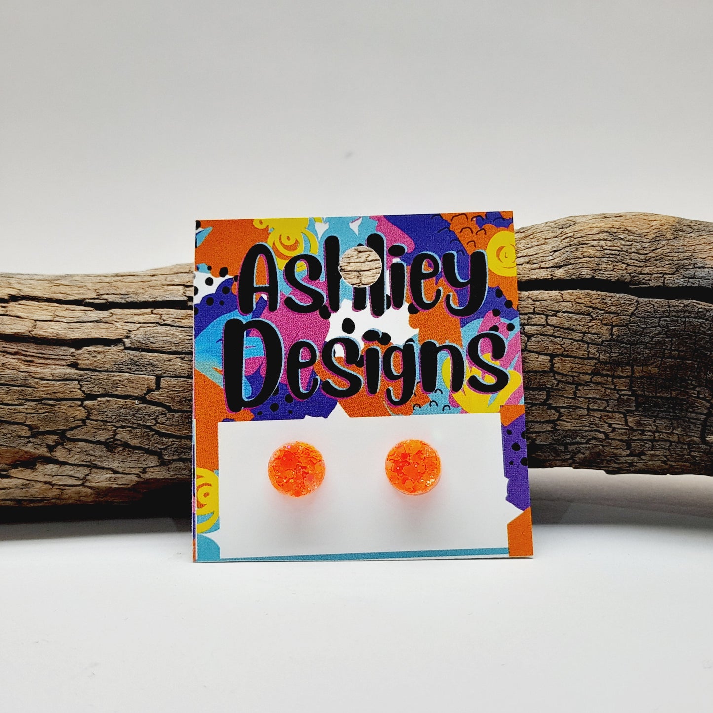 Small Orange Glitter Studs