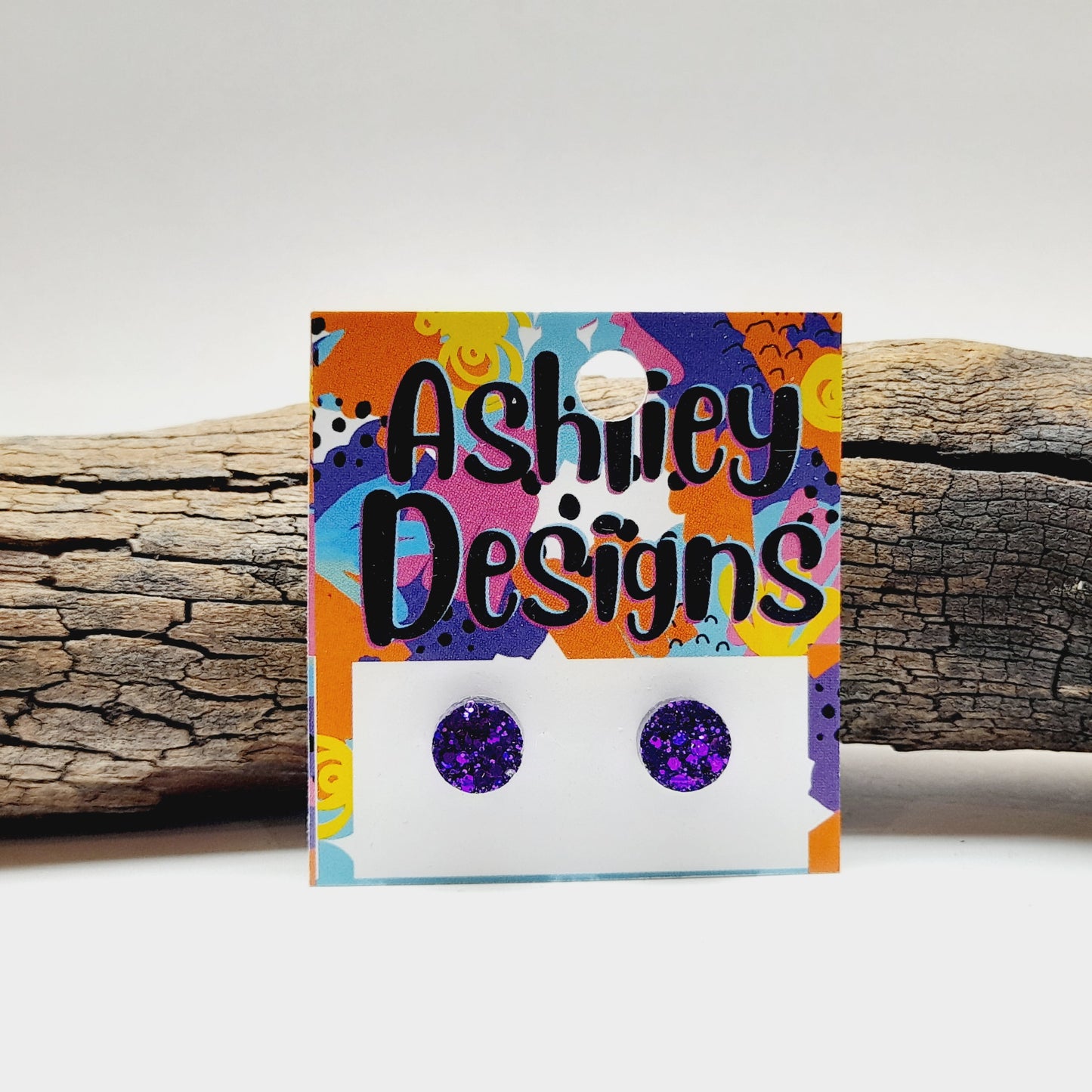 Small Dark Purple Glitter Studs