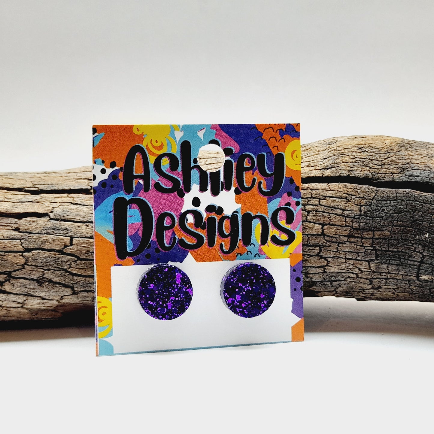 Large Dark Purple Glitter Studs