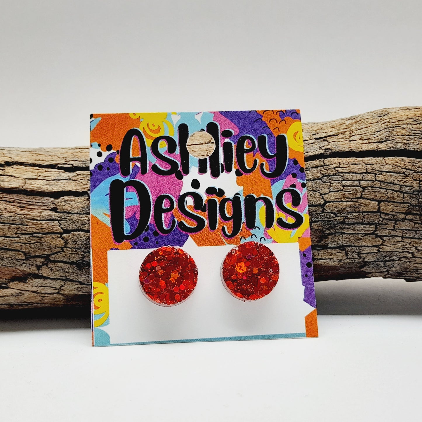 Large Red Glitter Studs
