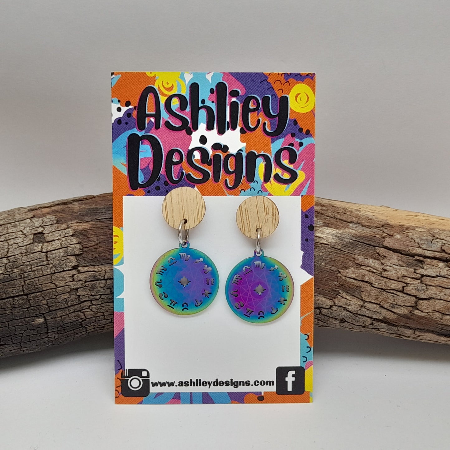 Rainbow Metal Zodiac Dangle Earrings