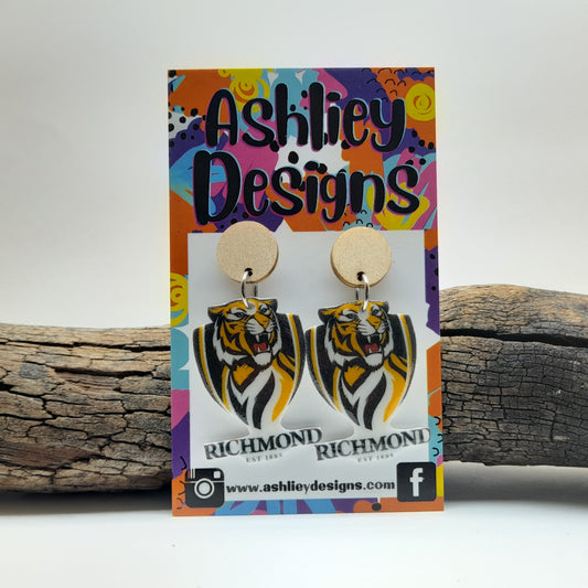 AFL Football Richmond Dangle Earrings