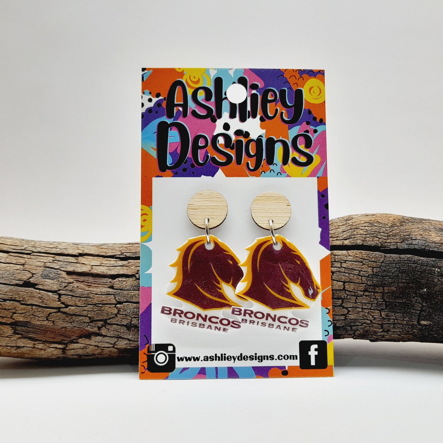 NRL Football Broncos Dangle Earrings