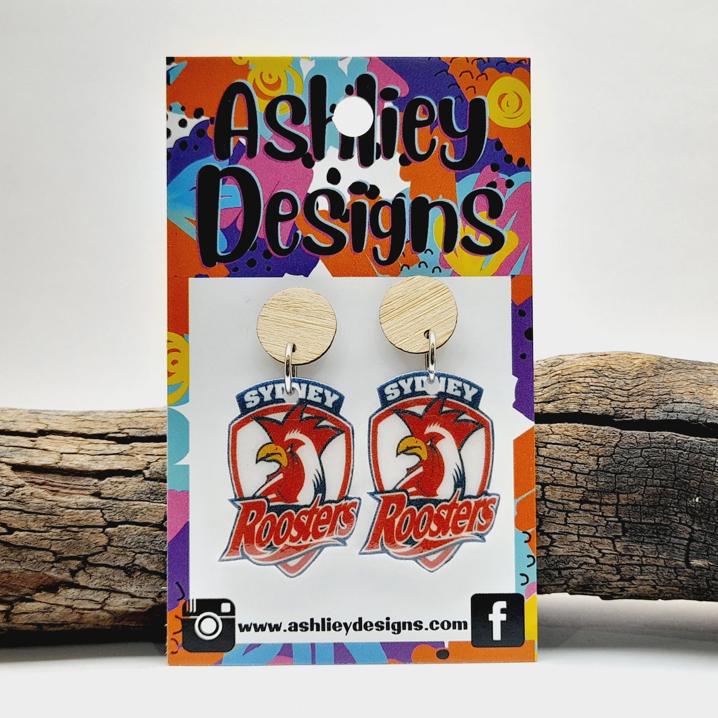 NRL Football Roosters Dangle Earrings