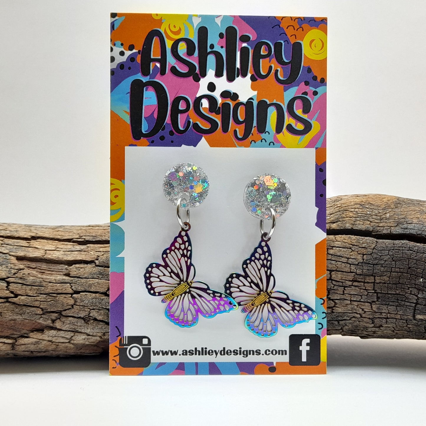 Rainbow Metal Butterfly Dangle Earrings