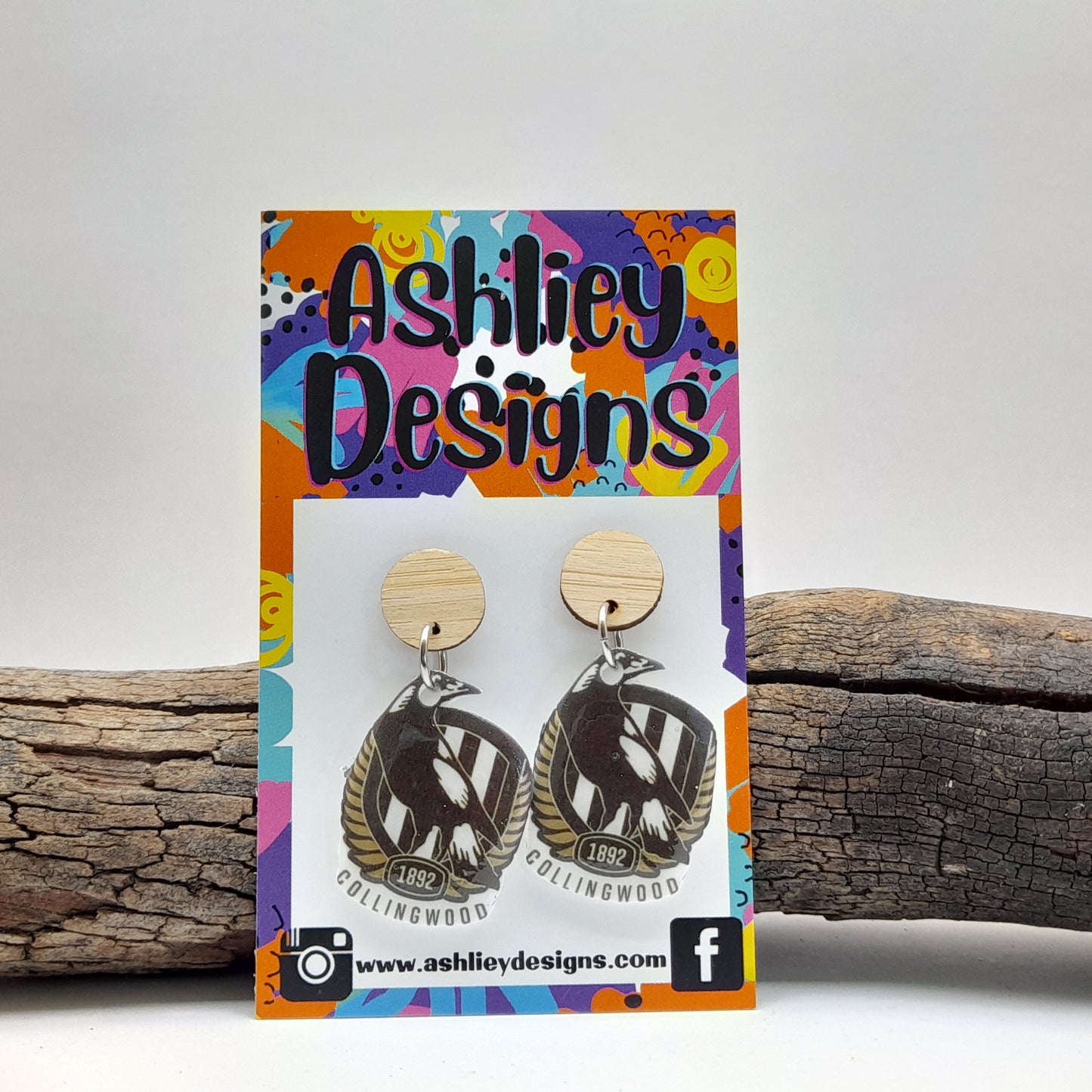 AFL Football Collingwood Dangle Earrings