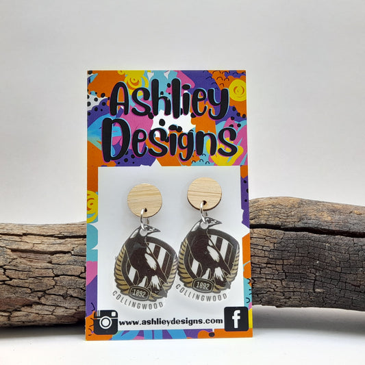 AFL Football Collingwood Dangle Earrings