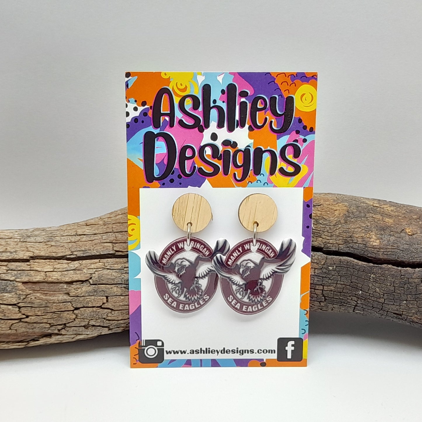 NRL Football Manly Dangle Earrings