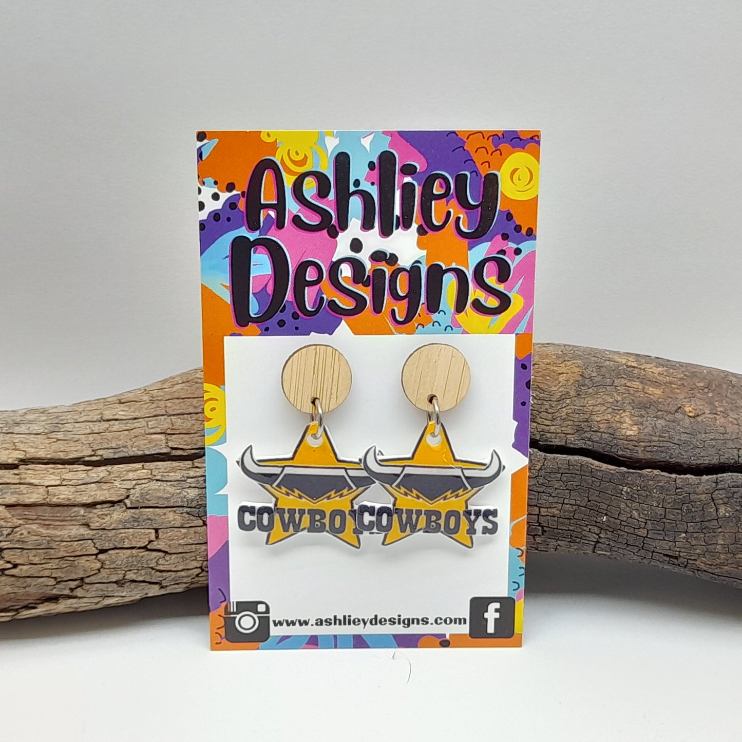 NRL Football Cowboys Dangle Earrings