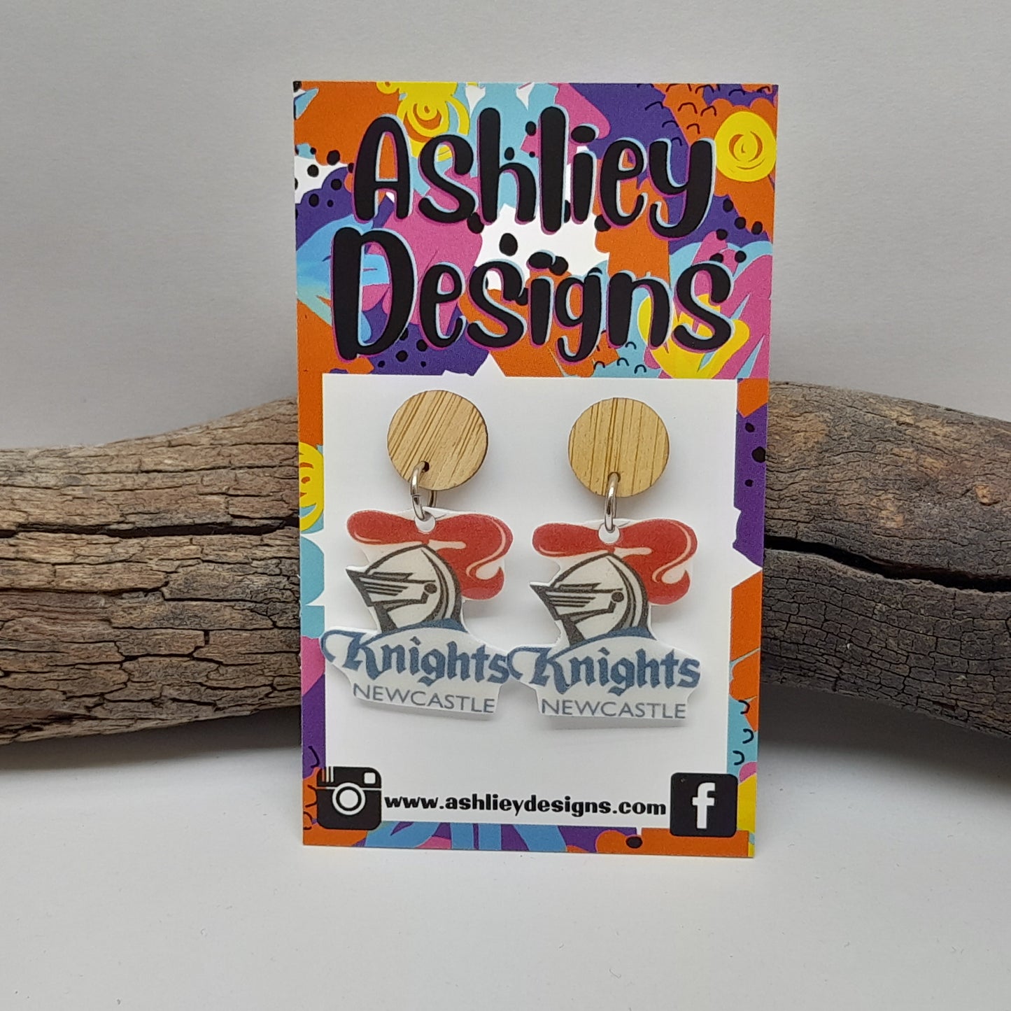 NRL Football Knights Dangle Earrings