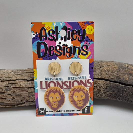 AFL Football Lions Dangle Earrings