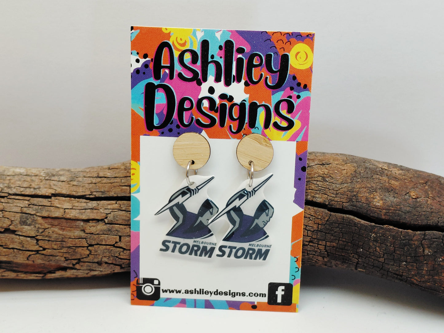 NRL Football Storm Dangle Earrings