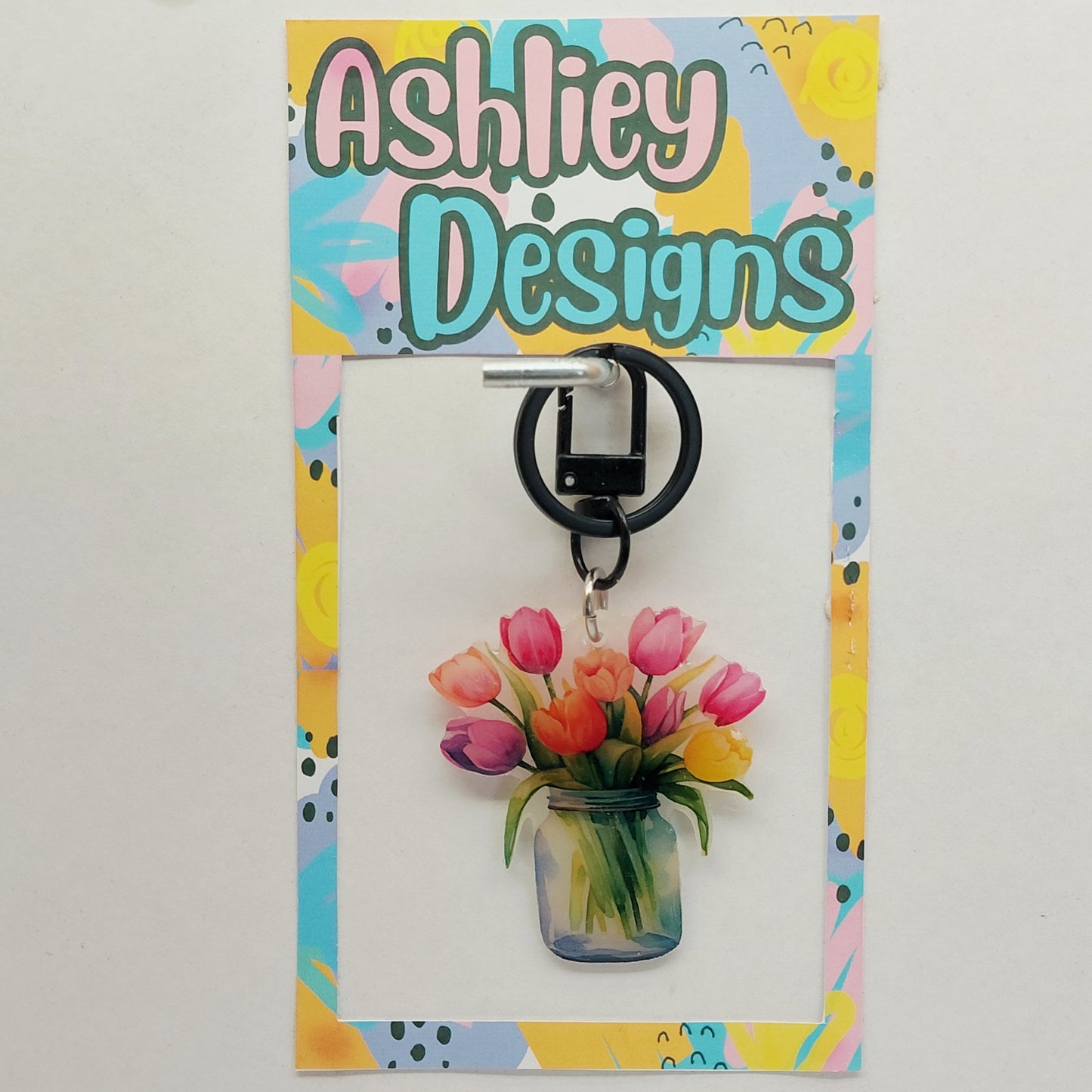 Jar Of Tulips Keyring/Bag Tag
