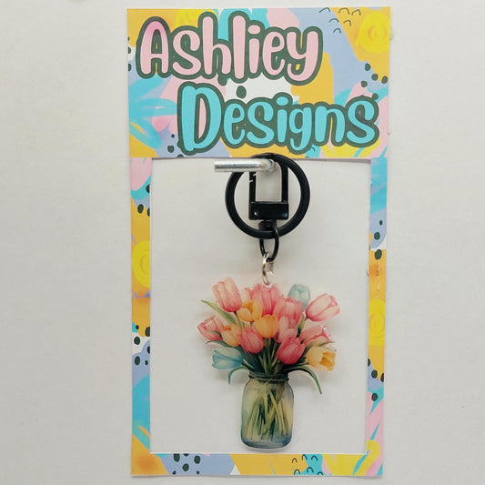 Jar Of Tulips Keyring/Bag Tag