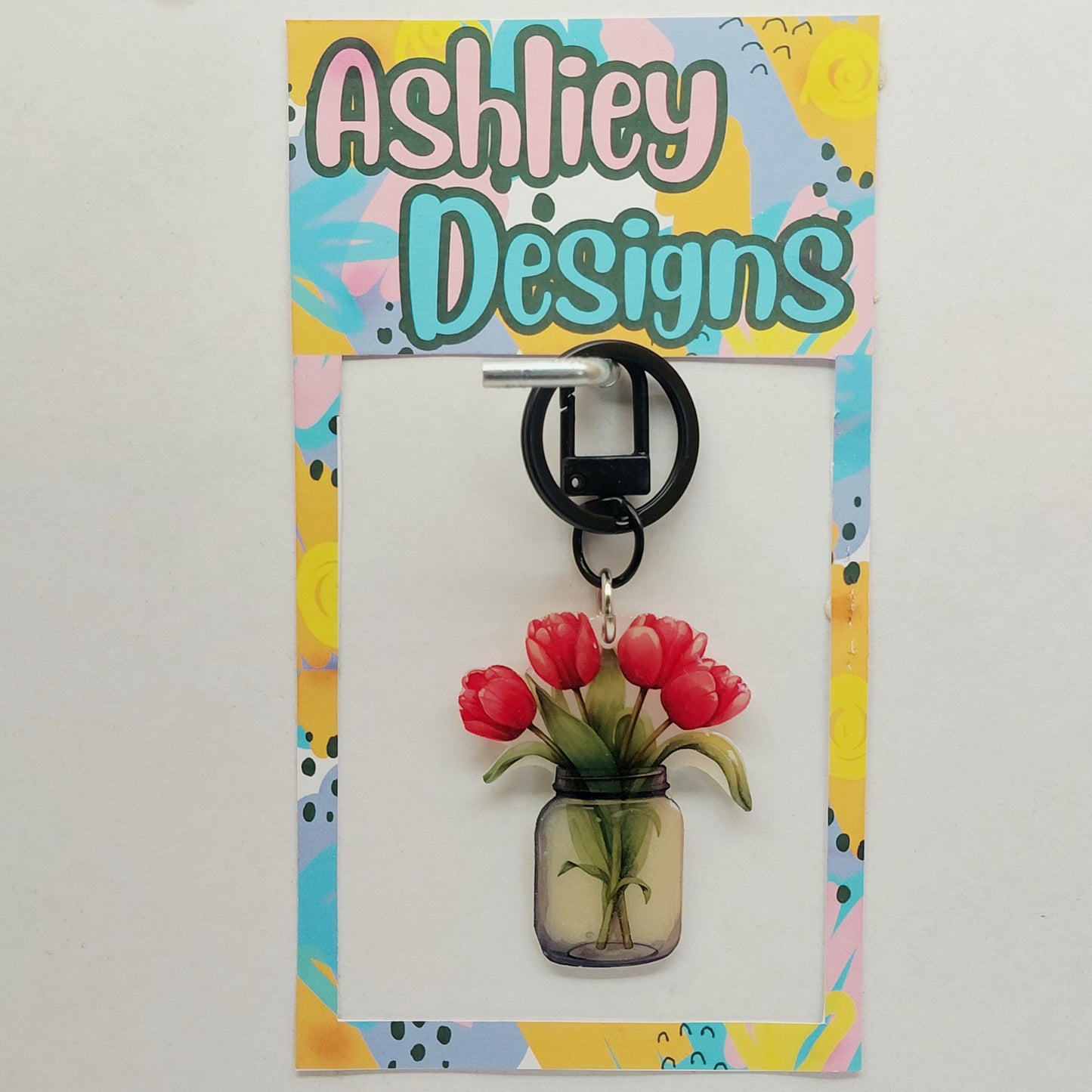 Jar Of Tulips Keyring/Bag Tag