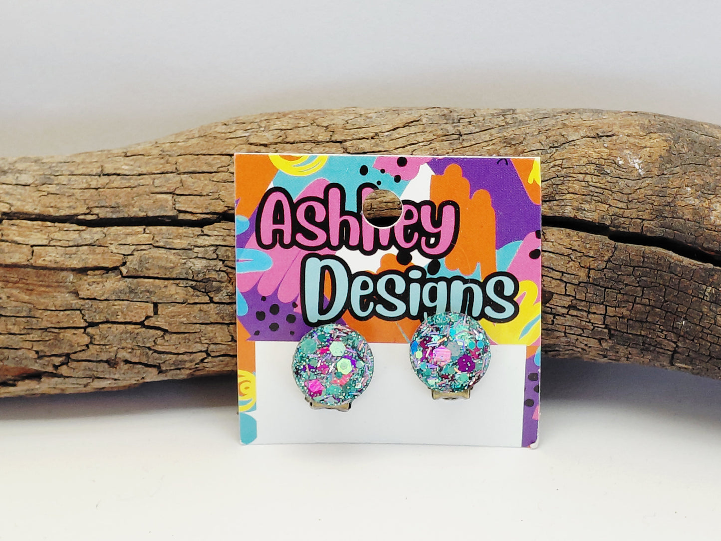 Peacock Glitter Clip-on Earrings