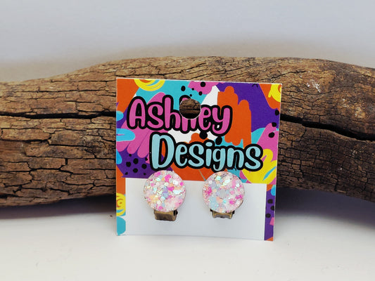 Pastel Sprinkles Glitter Clip-on Earrings