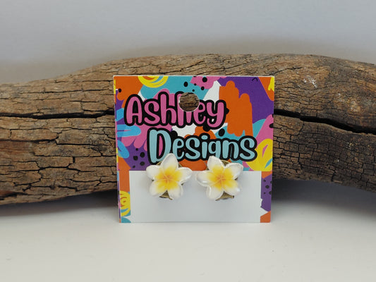 Frangipani Flower Clip-on Earrings