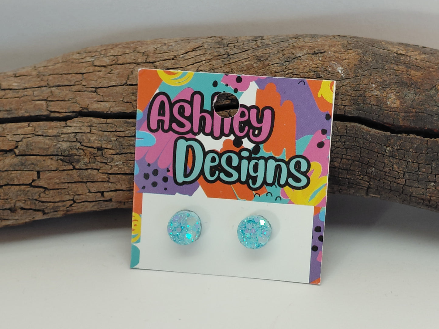 Small Ice Blue Glitter Studs