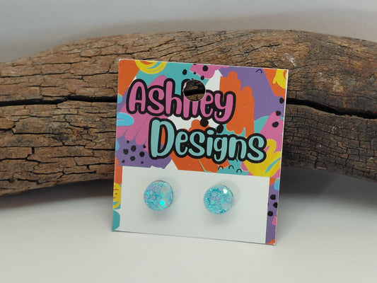 Small Ice Blue Glitter Studs