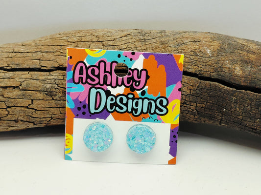 Large Ice Blue Glitter Studs