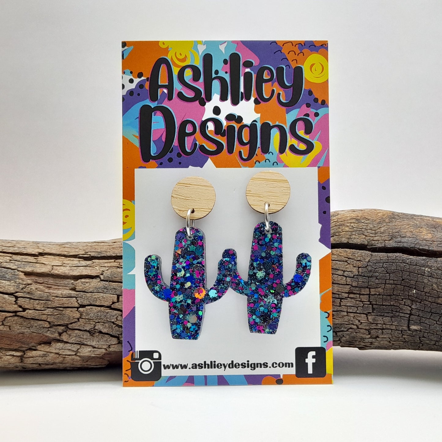 Glitter Cactus Dangle Earrings