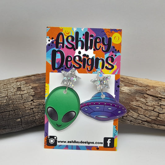 Alien/Ship Dangle Earrings