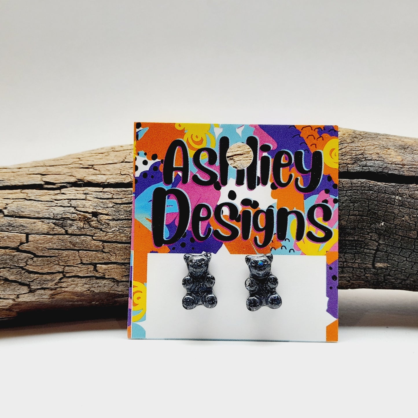 Small Glitter Gummy Bear Studs