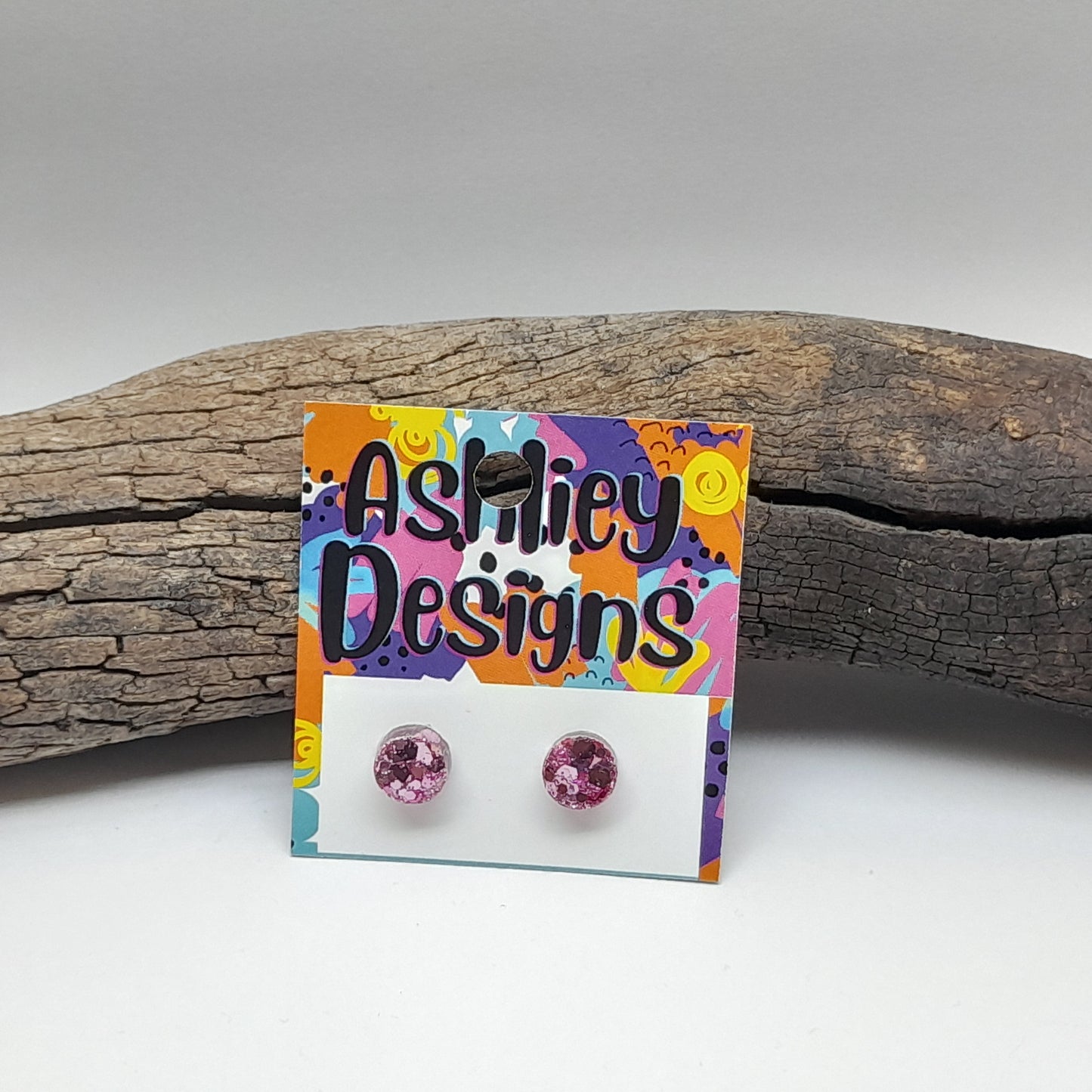 Small Blush Glitter Studs