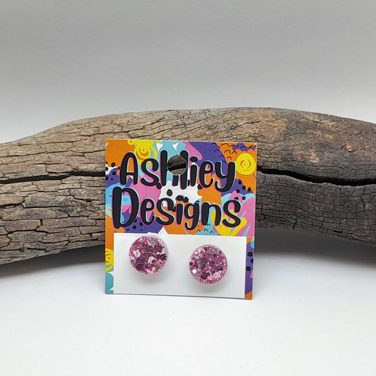 Large Blush Pink Glitter Studs