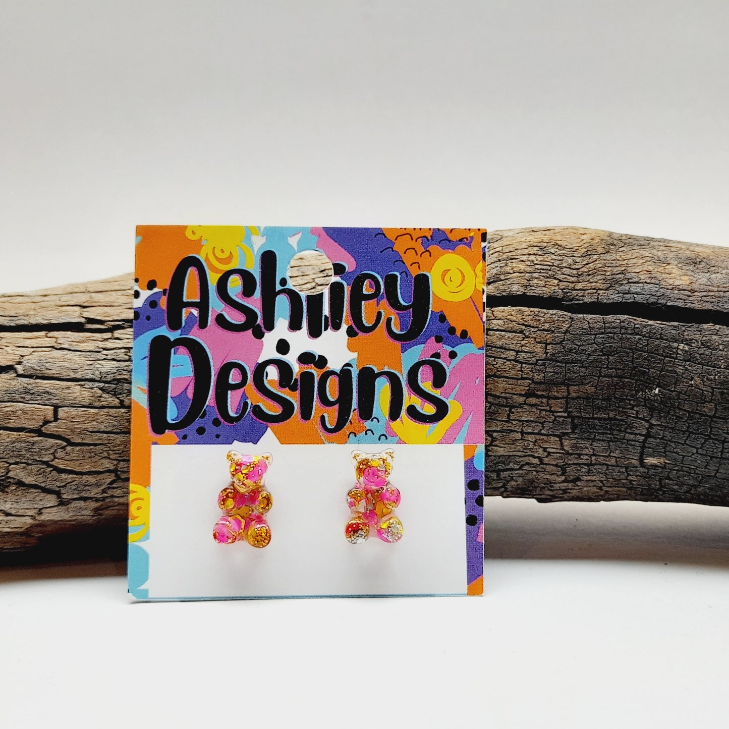 Small Glitter Gummy Bear Studs