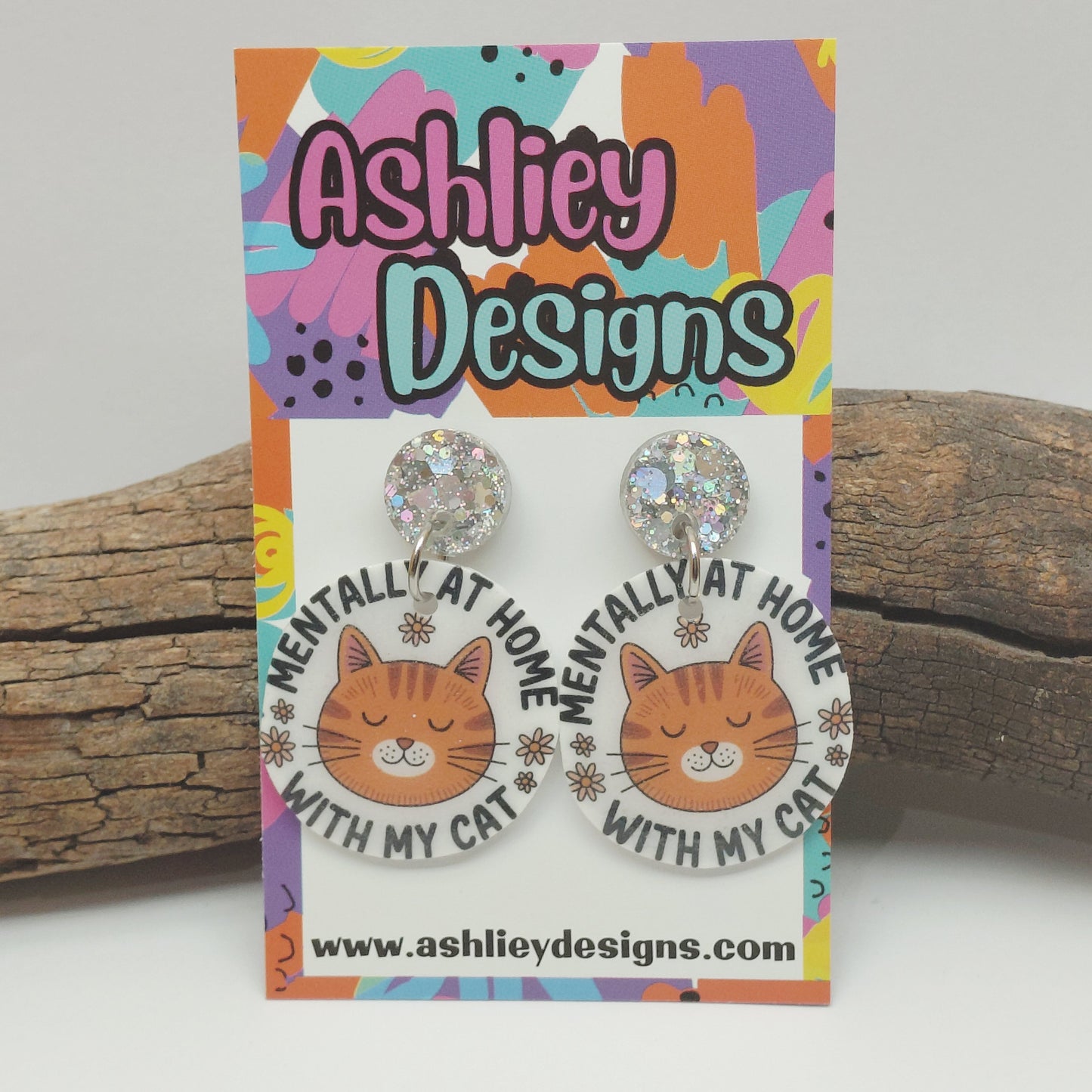 Mentally At Home With My Cat Dangle Earrings