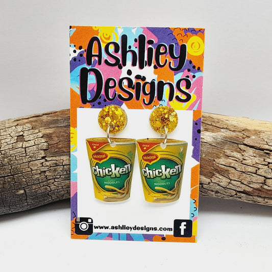 Chicken Noodle Dangle Earrings