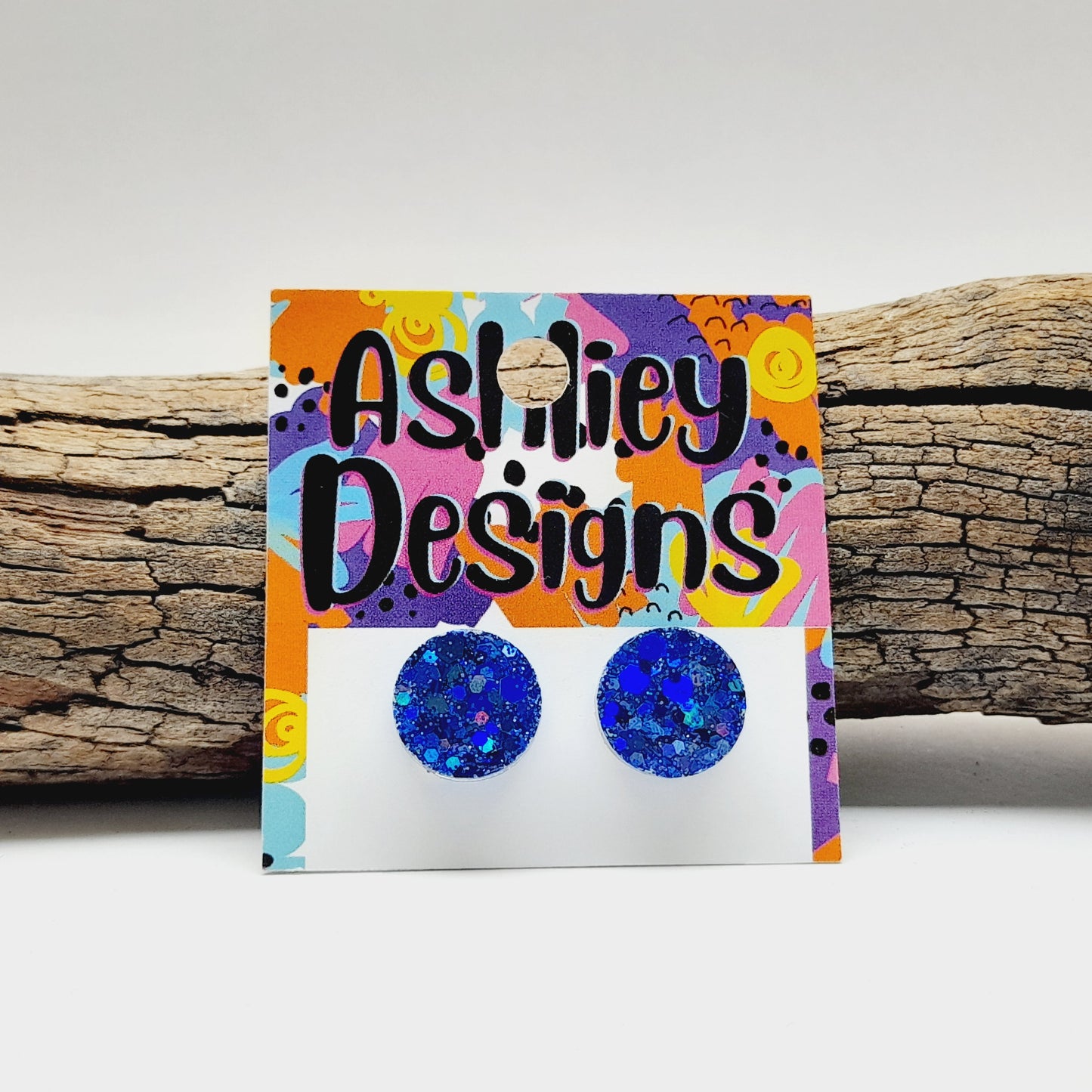 Large Dark Blue Glitter Studs