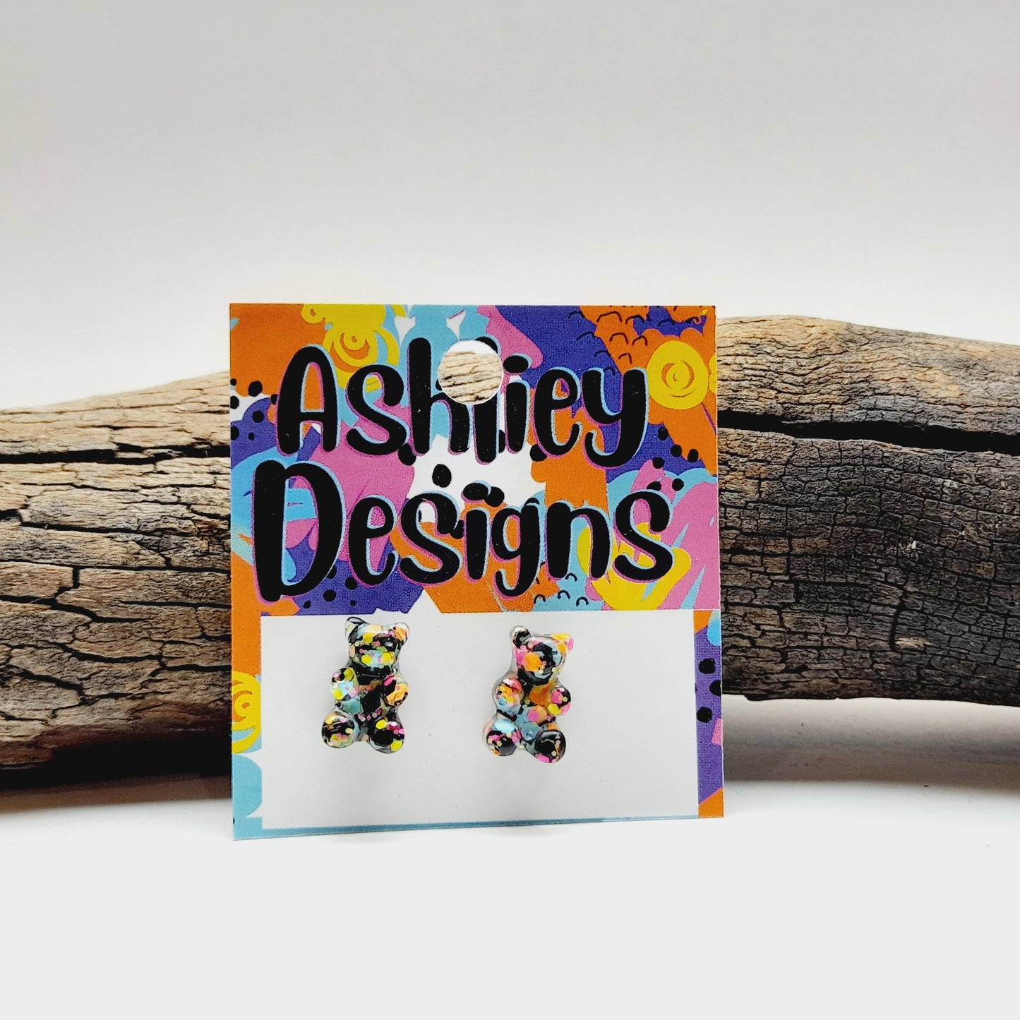 Small Glitter Gummy Bear Studs