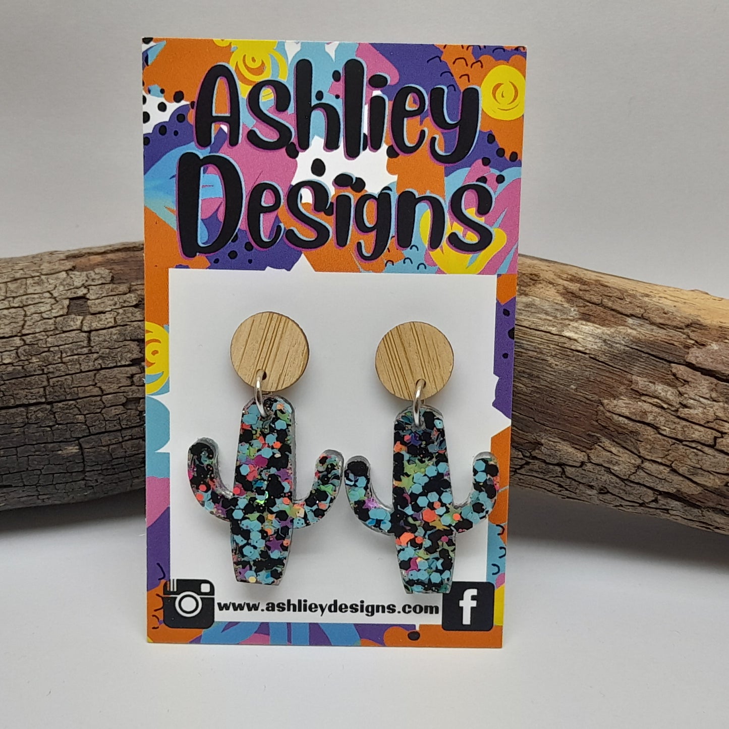 Glitter Cactus Dangle Earrings