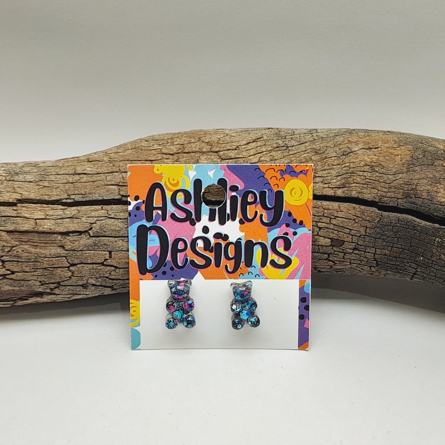 Small Glitter Gummy Bear Studs