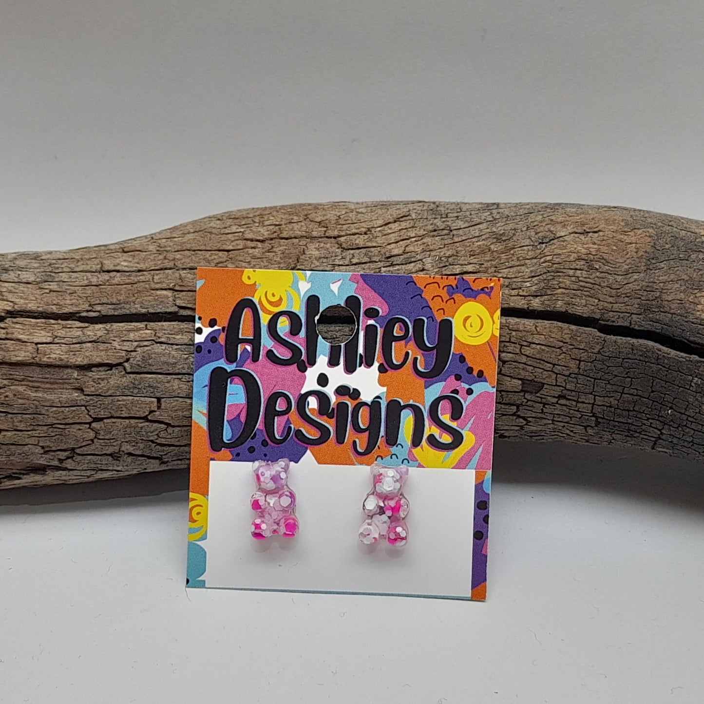 Small Glitter Gummy Bear Studs